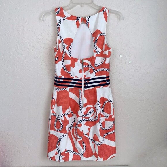 Lilly Pulitzer Kirkland Dress Womens 00 Booze Cruise Tango Orange Lined Cut Out - Picture 2 of 13